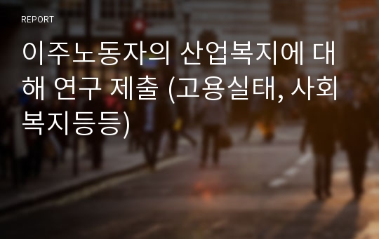 이주노동자의 산업복지에 대해 연구 제출 (고용실태, 사회복지등등)