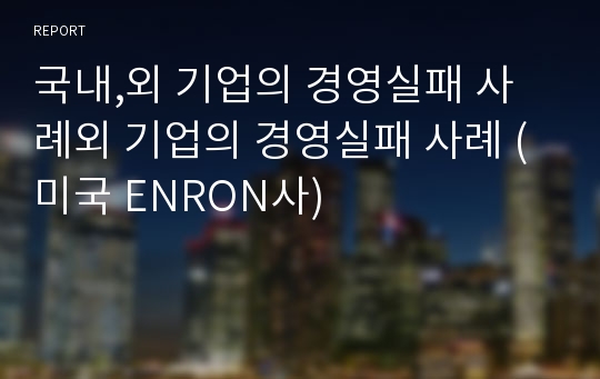 국내,외 기업의 경영실패 사례외 기업의 경영실패 사례 (미국 ENRON사)