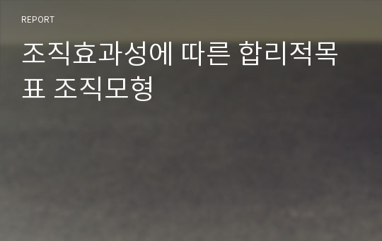 조직효과성에 따른 합리적목표 조직모형