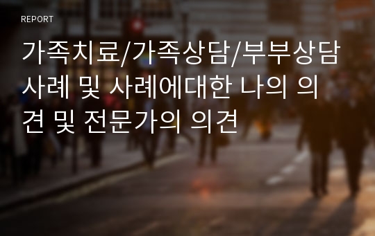 가족치료/가족상담/부부상담 사례 및 사례에대한 나의 의견 및 전문가의 의견