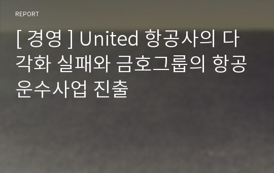 [ 경영 ] United 항공사의 다각화 실패와 금호그룹의 항공운수사업 진출