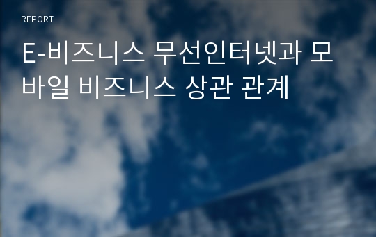 E-비즈니스 무선인터넷과 모바일 비즈니스 상관 관계