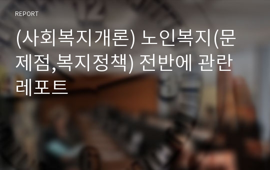 (사회복지개론) 노인복지(문제점,복지정책) 전반에 관란 레포트