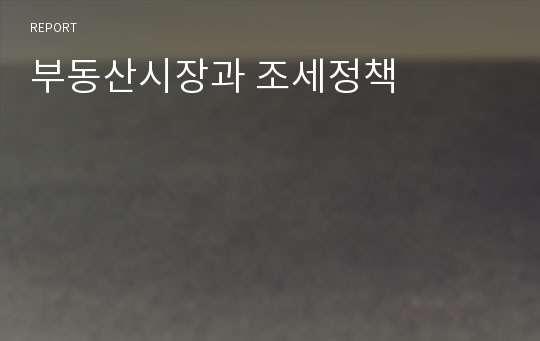 부동산시장과 조세정책