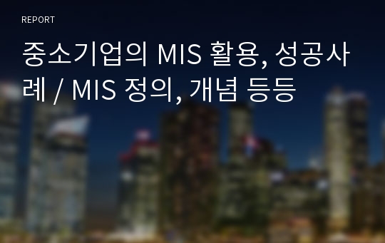 중소기업의 MIS 활용, 성공사례 / MIS 정의, 개념 등등