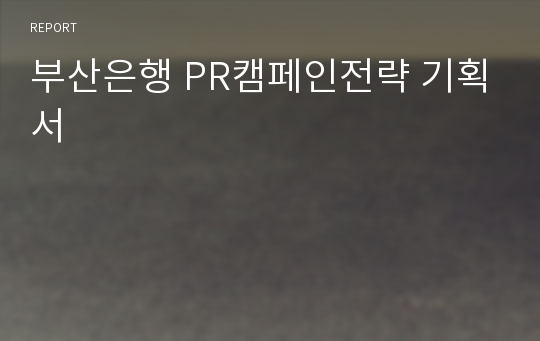 부산은행 PR캠페인전략 기획서