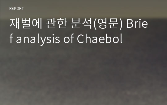재벌에 관한 분석(영문) Brief analysis of Chaebol