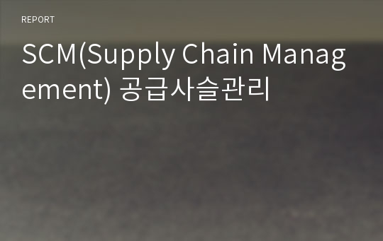 SCM(Supply Chain Management) 공급사슬관리
