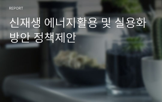 신재생 에너지활용 및 실용화방안 정책제안