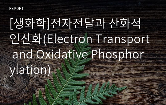 [생화학]전자전달과 산화적 인산화(Electron Transport and Oxidative Phosphorylation)