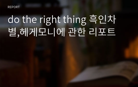 do the right thing 흑인차별,헤게모니에 관한 리포트