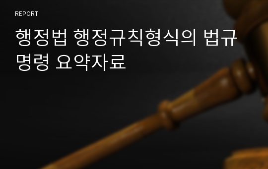 행정법 행정규칙형식의 법규명령 요약자료