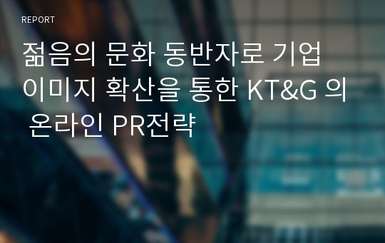 젊음의 문화 동반자로 기업 이미지 확산을 통한 KT&amp;G 의 온라인 PR전략