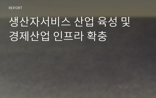 생산자서비스 산업 육성 및 경제산업 인프라 확충