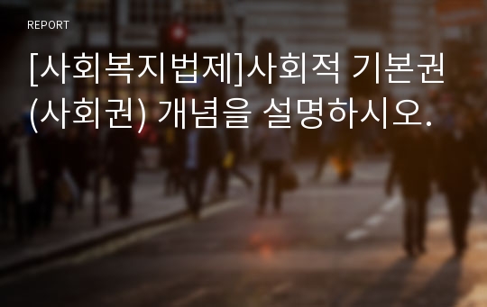 [사회복지법제]사회적 기본권(사회권) 개념을 설명하시오.