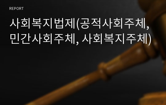 사회복지법제(공적사회주체, 민간사회주체, 사회복지주체)