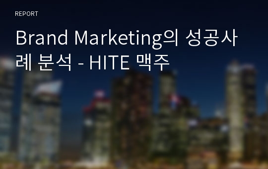 Brand Marketing의 성공사례 분석 - HITE 맥주