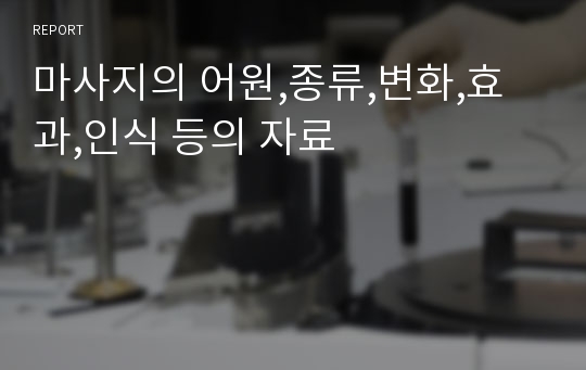 마사지의 어원,종류,변화,효과,인식 등의 자료