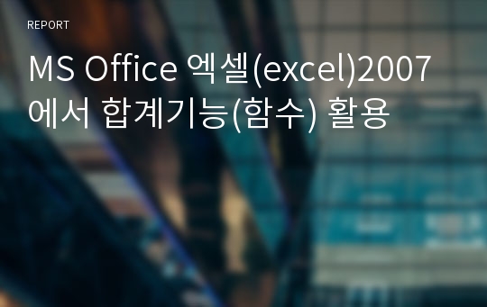 MS Office 엑셀(excel)2007에서 합계기능(함수) 활용