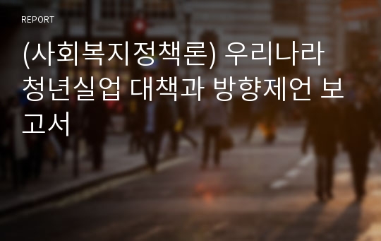 (사회복지정책론) 우리나라 청년실업 대책과 방향제언 보고서