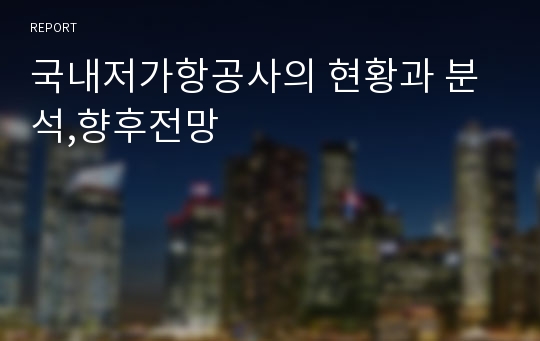 국내저가항공사의 현황과 분석,향후전망