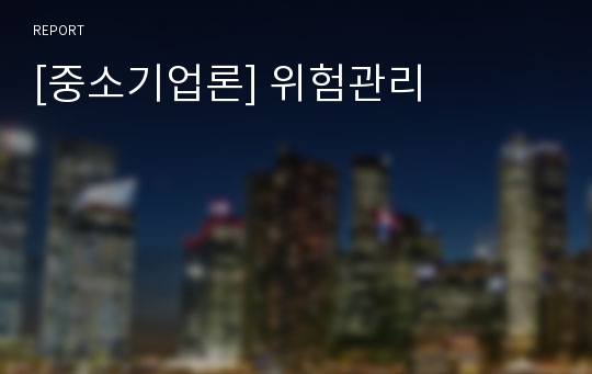 [중소기업론] 위험관리