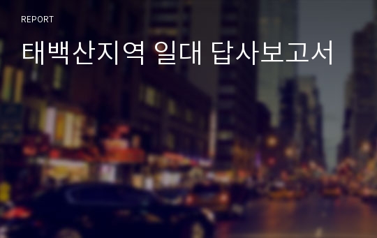 태백산지역 일대 답사보고서