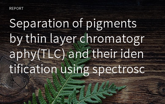 Separation of pigments by thin layer chromatography(TLC) and their identification using spectroscopy