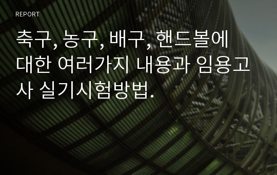 축구, 농구, 배구, 핸드볼에 대한 여러가지 내용과 임용고사 실기시험방법.