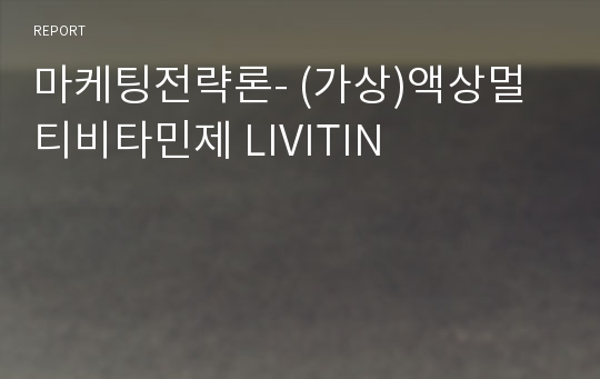 마케팅전략론- (가상)액상멀티비타민제 LIVITIN