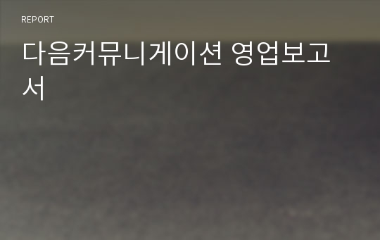 다음커뮤니게이션 영업보고서