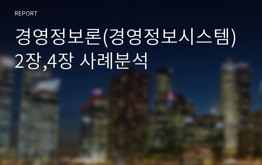 경영정보론(경영정보시스템) 2장,4장 사례분석