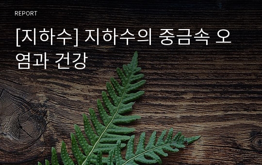 [지하수] 지하수의 중금속 오염과 건강