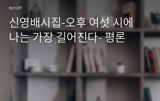 신영배시집-오후 여섯 시에 나는 가장 길어진다- 평론