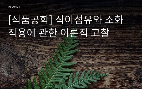 [식품공학] 식이섬유와 소화작용에 관한 이론적 고찰