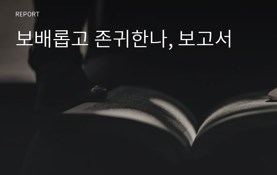 보배롭고 존귀한나, 보고서