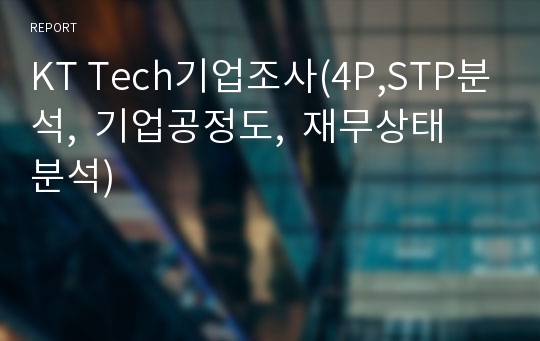 KT Tech기업조사(4P,STP분석,  기업공정도,  재무상태 분석)