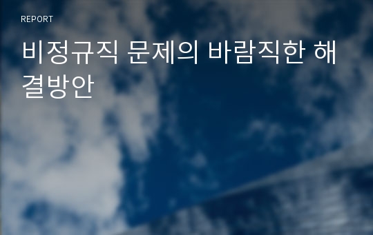 비정규직 문제의 바람직한 해결방안