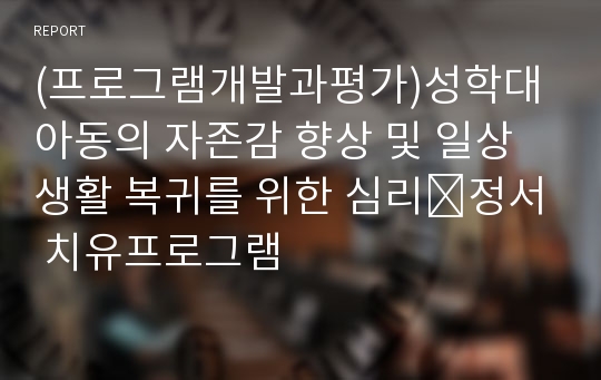 (프로그램개발과평가)성학대 아동의 자존감 향상 및 일상생활 복귀를 위한 심리⦁정서 치유프로그램