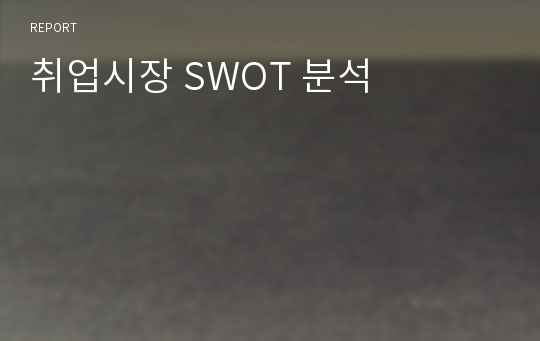 취업시장 SWOT 분석