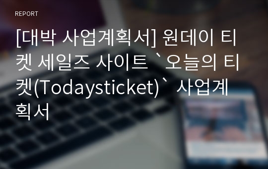 [대박 사업계획서] 원데이 티켓 세일즈 사이트 `오늘의 티켓(Todaysticket)` 사업계획서