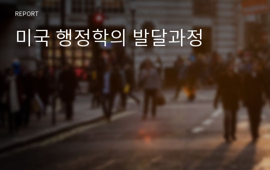 미국 행정학의 발달과정