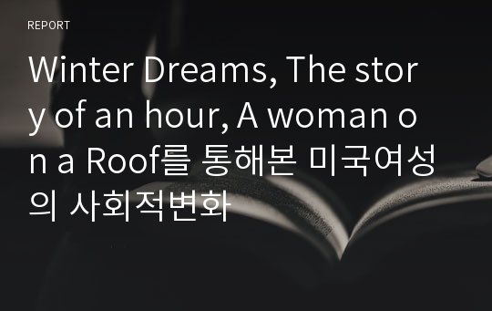 Winter Dreams, The story of an hour, A woman on a Roof를 통해본 미국여성의 사회적변화