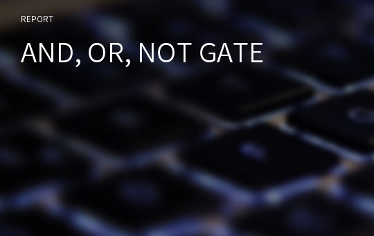 AND, OR, NOT GATE