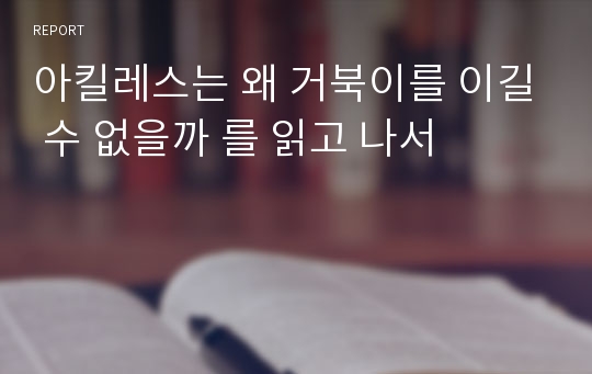 아킬레스는 왜 거북이를 이길 수 없을까 를 읽고 나서