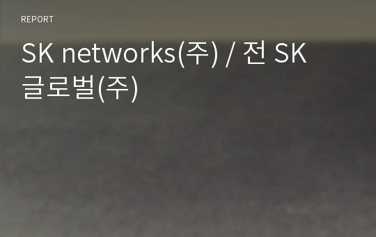 SK networks(주) / 전 SK 글로벌(주)