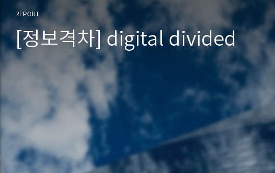 [정보격차] digital divided