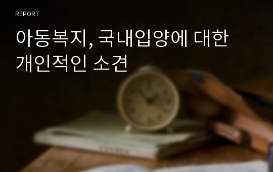 아동복지, 국내입양에 대한 개인적인 소견