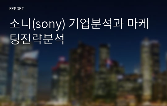 소니(sony) 기업분석과 마케팅전략분석