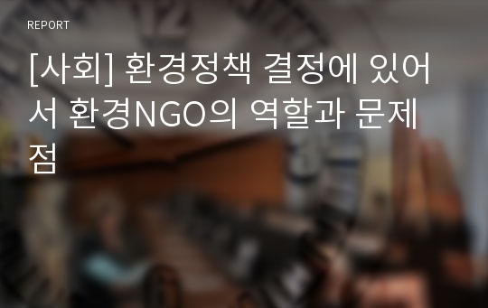 [사회] 환경정책 결정에 있어서 환경NGO의 역할과 문제점